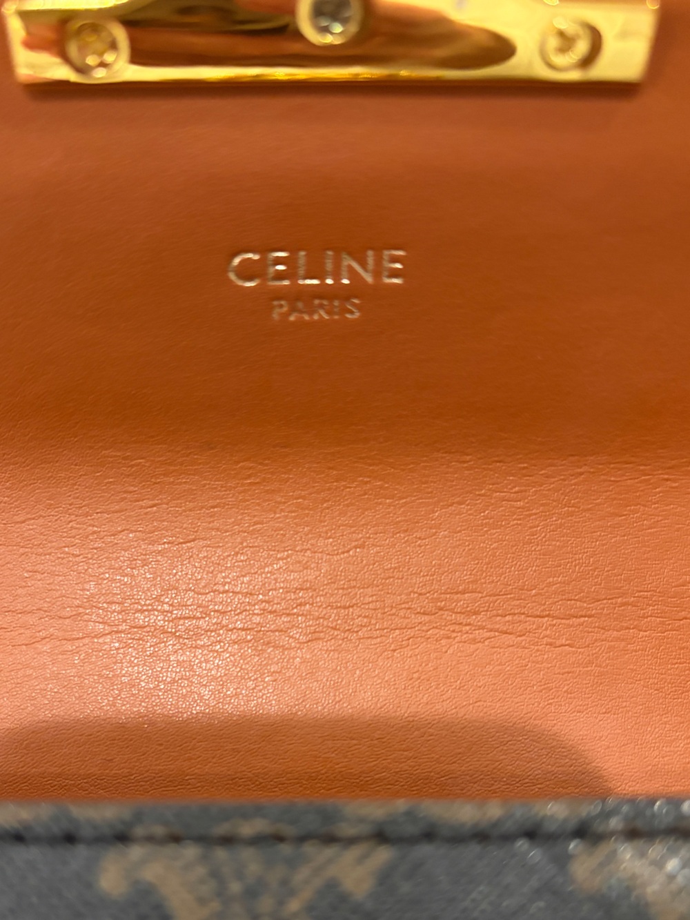 Celine Claude Triomphe shoulder bag in coated canvas and calfskin monogram - Picture 8 of 8
